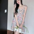 Spaghetti Strap Floral Mini A-line Dress / Camisole Top