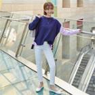 Tie-side Contrast-panel Knit Top