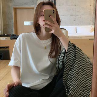 Short-sleeve Loose T-shirt White - One Size