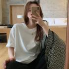 Short-sleeve Loose T-shirt White - One Size