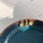 Set Of 3: Heart / Cherry Dangle Earring 3 Pcs - S925 Silver - Gold - One Size