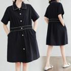 Short-sleeve Buttoned Shift Shirtdress
