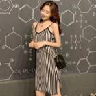 Striped Strappy Knit Sheath Dress Stripe - One Size