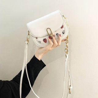 Strawberry Print Saddle Crossbody Bag