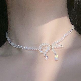 Faux Crystal Knot Choker 0742a - White - One Size