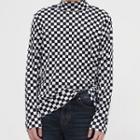 Long-sleeve Mock-neck Checkerboard T-shirt