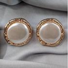 Irregular Faux Pearl Earring 1 Pair - White Faux Pearl - Gold - One Size