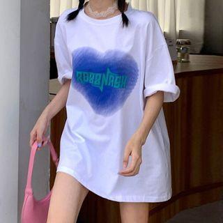 Elbow-sleeve Lettering T-shirt / Jogger Sweatpants