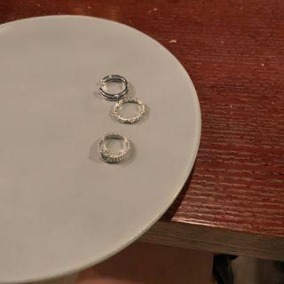 Set Of 3: Alloy Ring / Open Ring (various Designs) Set Of 3 Pcs - Silver - One Size