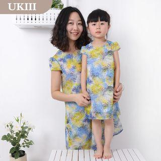 Family Floral Print Short-sleeve Dress