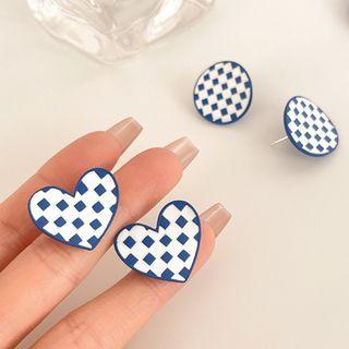 Heart / Disc Checker Earring