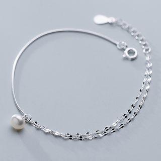 925 Sterling Silver Faux Pearl Bracelet / Anklet