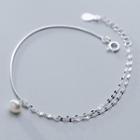 925 Sterling Silver Faux Pearl Bracelet / Anklet