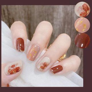 Flower / Plain Faux Nail Tips