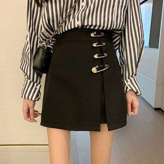 Safety Pin Accent Mini A-line Skirt