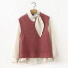 Set: Knit Vest + Tie Front Shirt