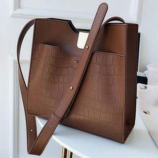Croc Grain Panel Bucket Bag