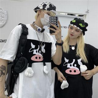 Short-sleeve 3d Cow Print T-shirt