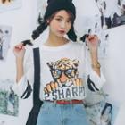 Tiger Print 3/4-sleeve T-shirt