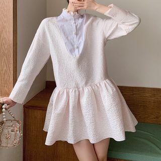 Mock Two-piece Textured Shirtdress