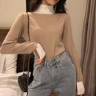 Turtleneck Paneled Long-sleeve T-shirt