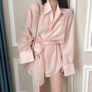 Set: Plain Shirt + Plain Shorts Pink - One Size