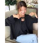 Set: Tie-neck Polka-dot Cardigan + Sleeveless Top
