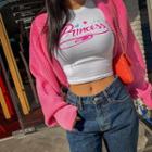 Princess Printed Cropped Slim-fit T-shirt
