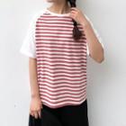 Short-sleeve Striped T-shirt Red - One Size