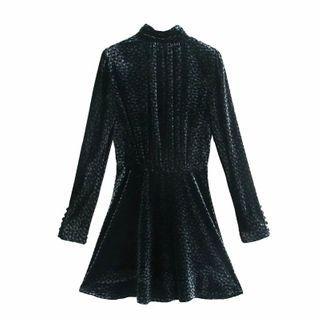 Long-sleeve Velvet Patterned Dress