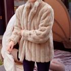 Mock-neck Faux-fur Coat