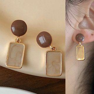 Geometry Ear Stud 1277a - 1 Pair - Coffee & Milktea - One Size