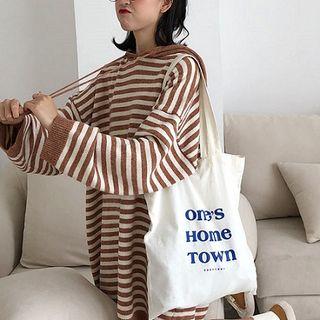 Striped Mini Knit Hoodie Dress