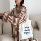 Striped Mini Knit Hoodie Dress