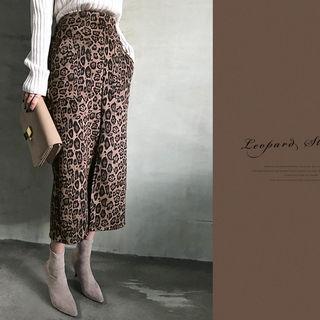 Leopard H-line Maxi Skirt