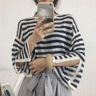 Striped Slit Sleeve Sweater