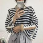Striped Slit Sleeve Sweater