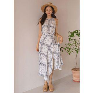 Set: Paisley Halter Top + Long Wrap Skirt