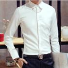 Collar Brooch Detailed Slim Fit Shirt