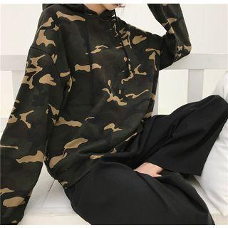 Camouflage Loose-fit Hooded Pullover