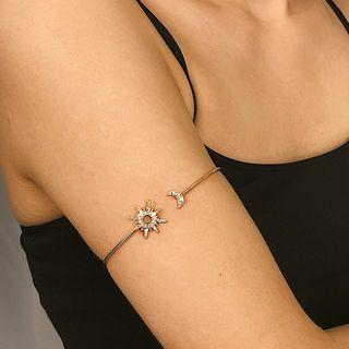 Rhinestone Sun & Moon Arm Bangle Gold - One Size