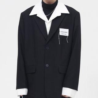 Mock Two-piece Applique Blazer