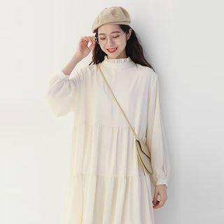 Ruched Long-sleeve Loose-fit Dress