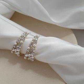 Rhinestone Open Hoop Earring 1 Pr - Gold - One Size