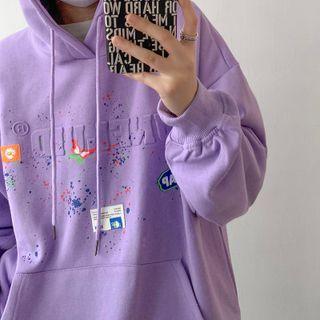 Lettering Paint Splatter Hoodie