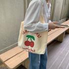Print Canvas Tote Bag Red Cherry - Beige - One Size