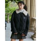 Snug Club Fleece-collar Quilted Jacket Black - One Size