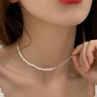 Faux Pearl Alloy Necklace 1 Pc - Faux Pearl Alloy Necklace - Silver - One Size
