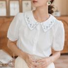 Floral Embroidered Collared Blouse