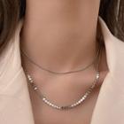 Layered Alloy Necklace 1 Pc - Layered Alloy Necklace - Silver - One Size